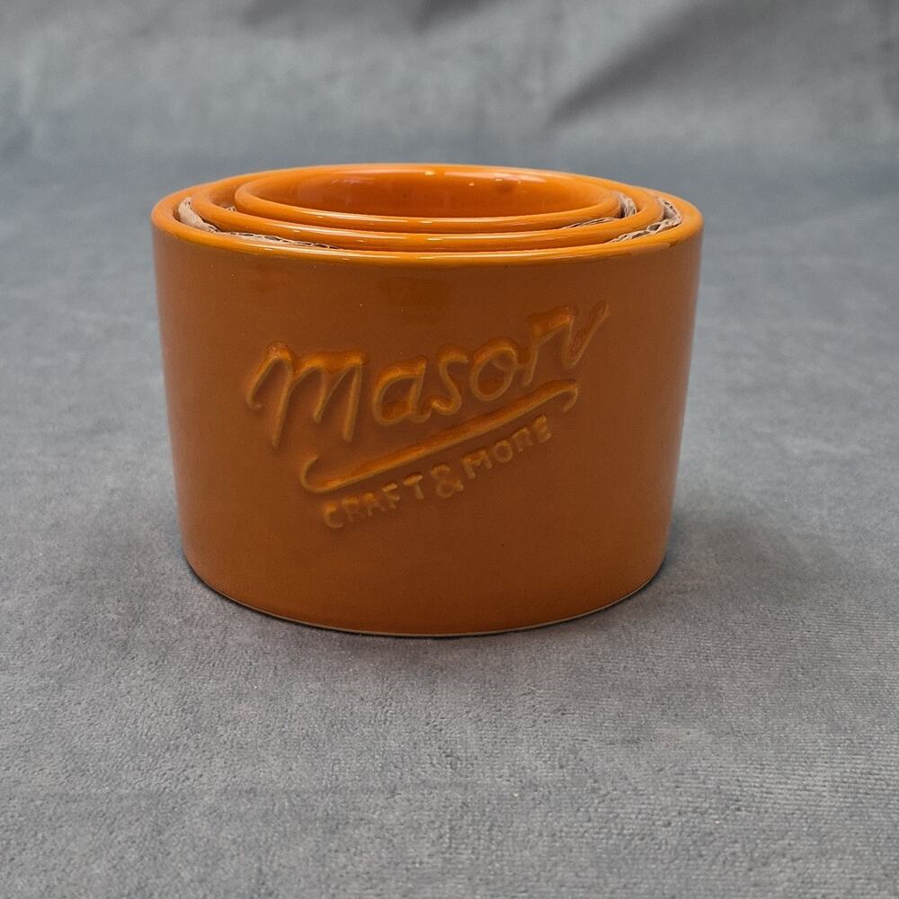 Mason Craft & and More 3 Piece Orange Nesting Bowls Ramekins Ceramic 8-10-16 oz.